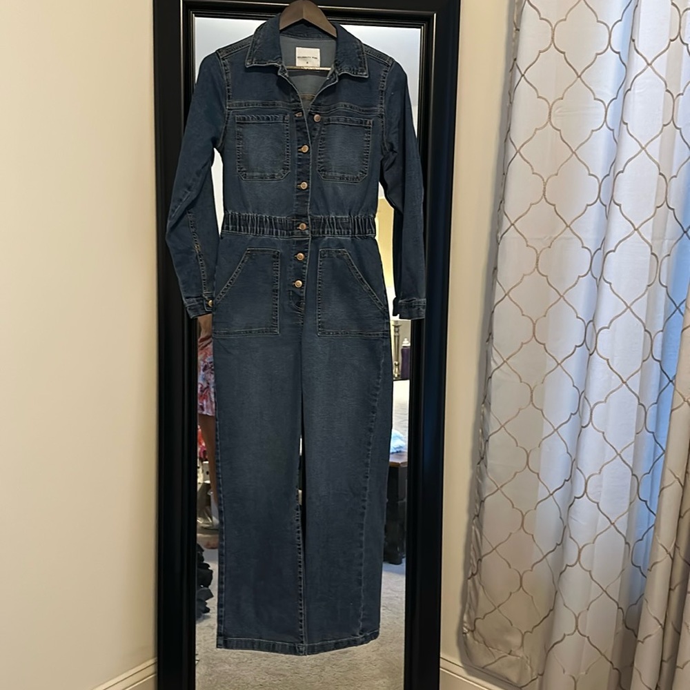 Celebrity Pink Denim Jumpsuit